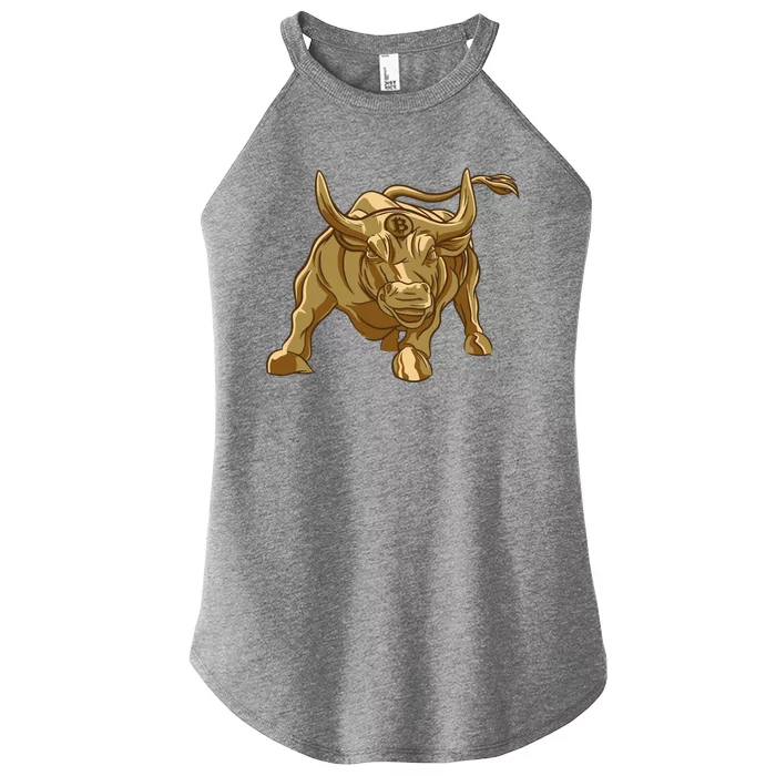 Gold Bitcoin Bull Women’s Perfect Tri Rocker Tank