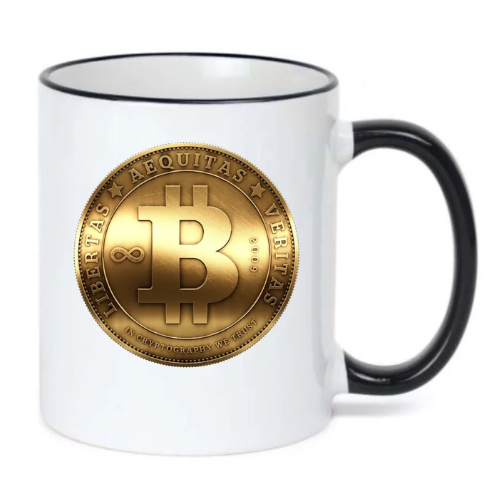 Gold Bitcoin Crypto Currency Black Color Changing Mug