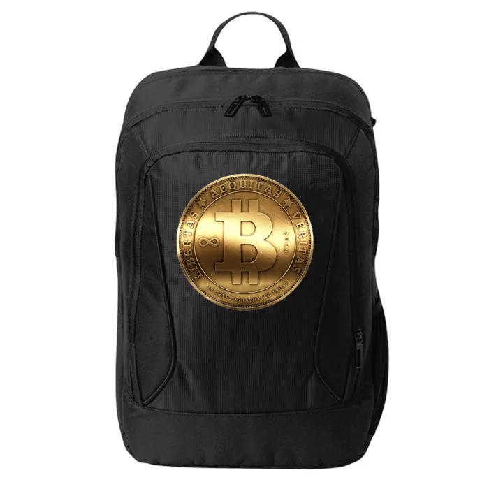 Gold Bitcoin Crypto Currency City Backpack