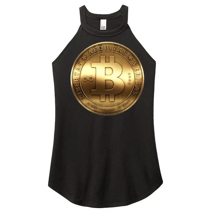 Gold Bitcoin Crypto Currency Women’s Perfect Tri Rocker Tank