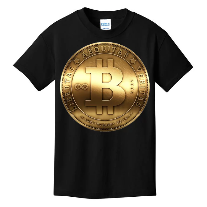 Gold Bitcoin Crypto Currency Kids T-Shirt