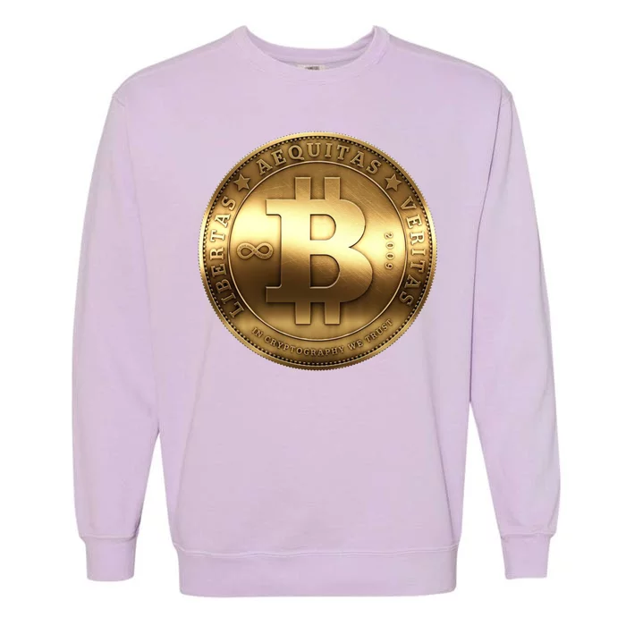 Gold Bitcoin Crypto Currency Garment-Dyed Sweatshirt