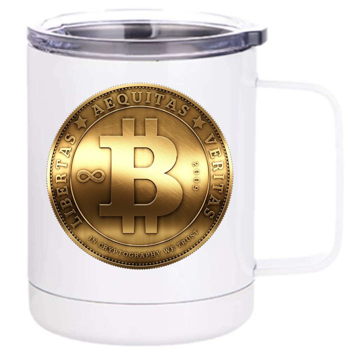 Gold Bitcoin Crypto Currency Front & Back 12oz Stainless Steel Tumbler Cup