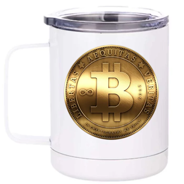 Gold Bitcoin Crypto Currency Front & Back 12oz Stainless Steel Tumbler Cup