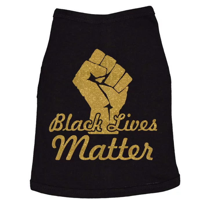 Gold Black Lives Matter Fist Logo Doggie Tank