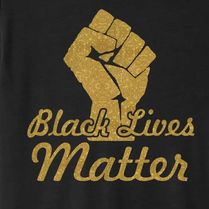 Gold Black Lives Matter Fist Logo ChromaSoft Performance T-Shirt