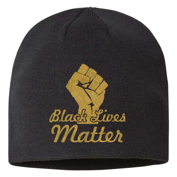 Gold Black Lives Matter Fist Logo 8 1/2in Sustainable Knit Beanie