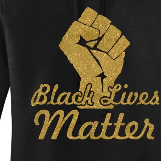 Gold Black Lives Matter Fist Logo Women's Pullover Hoodie