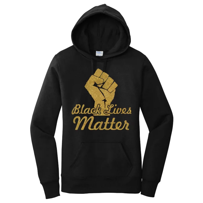 Gold Black Lives Matter Fist Logo Women's Pullover Hoodie