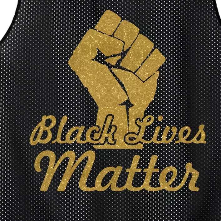 Gold Black Lives Matter Fist Logo Mesh Reversible Basketball Jersey Tank