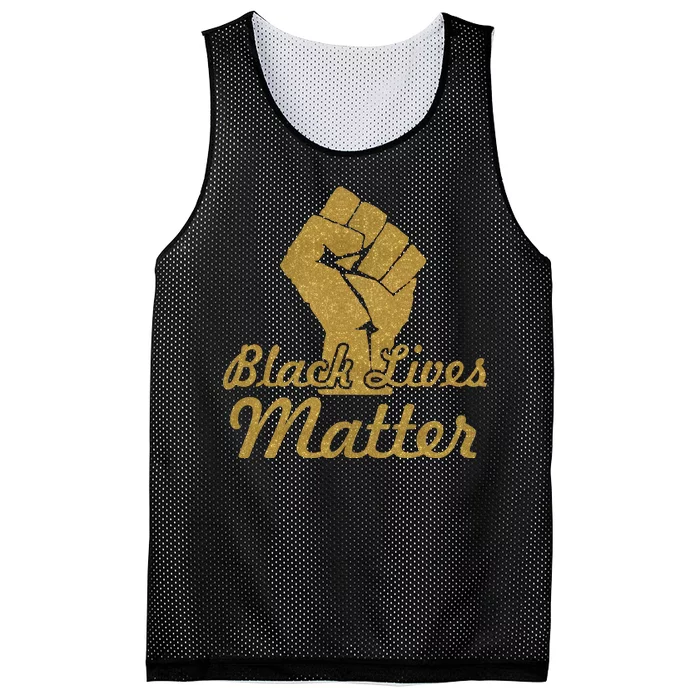 Gold Black Lives Matter Fist Logo Mesh Reversible Basketball Jersey Tank