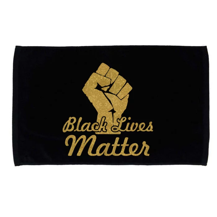 Gold Black Lives Matter Fist Logo Microfiber Hand Towel