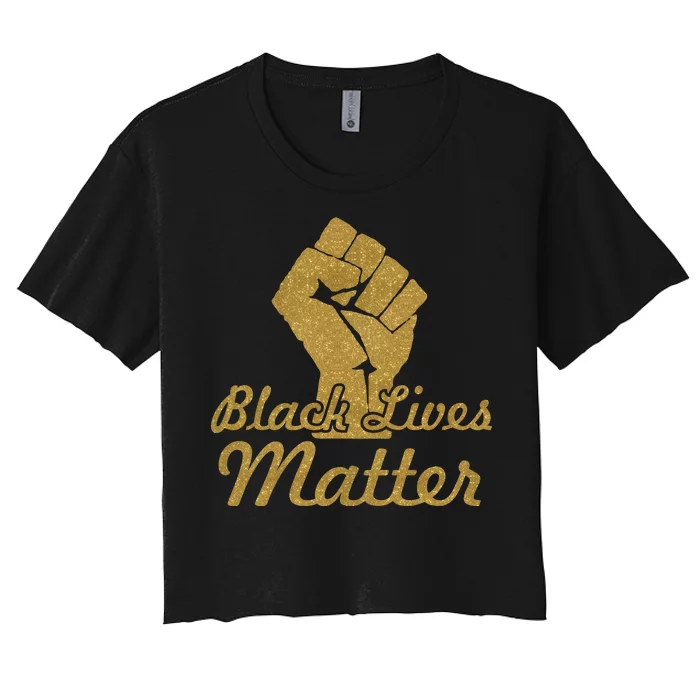 Gold Black Lives Matter Fist Logo Women's Crop Top Tee