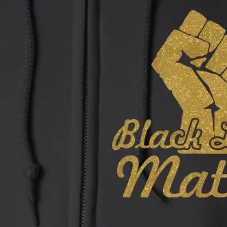 Gold Black Lives Matter Fist Logo Full Zip Hoodie