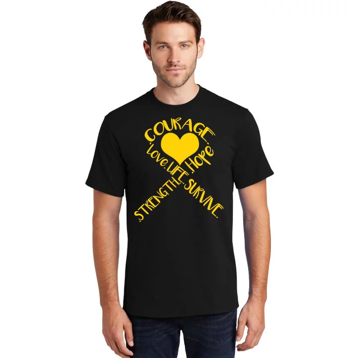 Gold Ribbon Of Words Tribute Tall T-Shirt