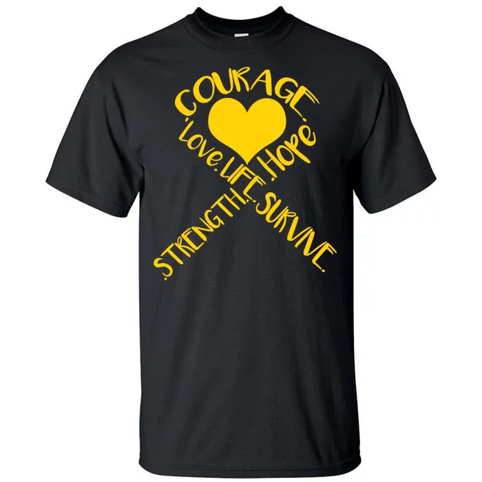 Gold Ribbon Of Words Tribute Tall T-Shirt