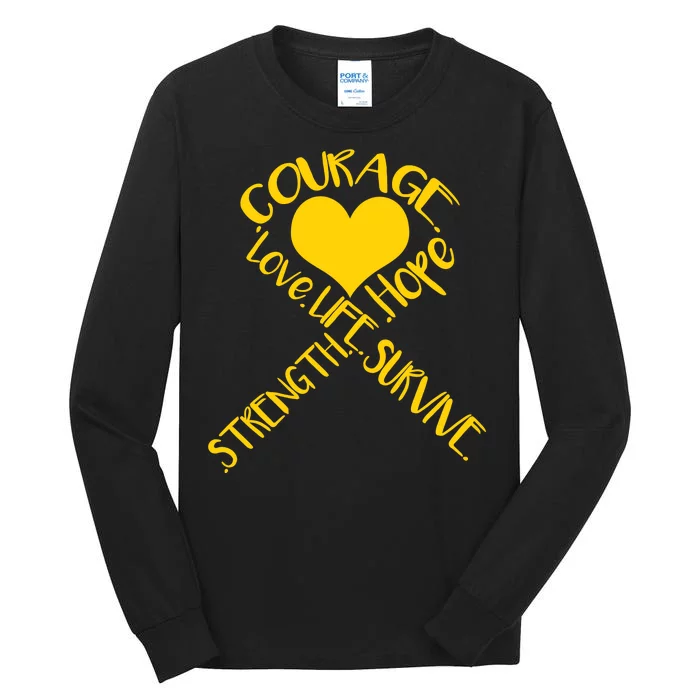 Gold Ribbon Of Words Tribute Tall Long Sleeve T-Shirt