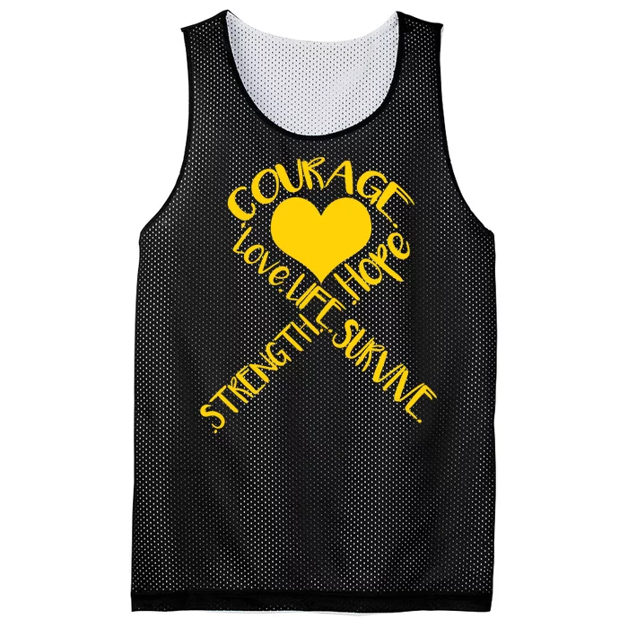 Gold Ribbon Of Words Tribute Mesh Reversible Basketball Jersey Tank