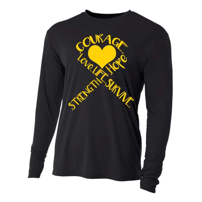 Gold Ribbon Of Words Tribute Cooling Performance Long Sleeve Crew