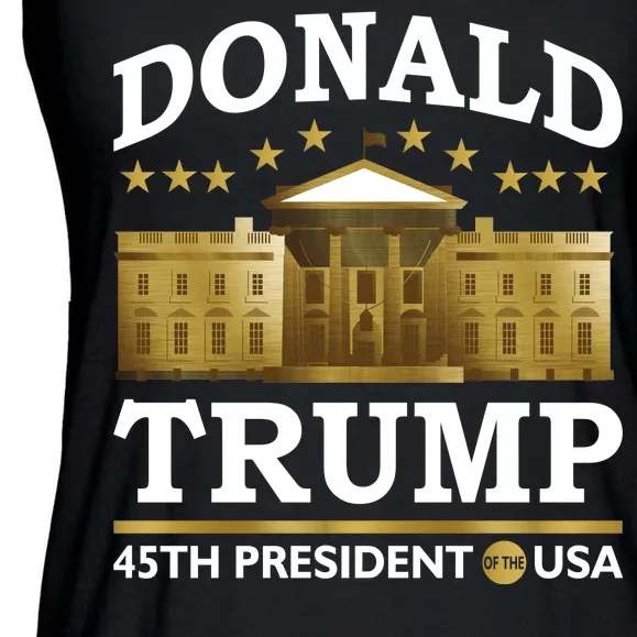 Gold White House Donald Trump 45th President Ladies Essential Flowy Tank