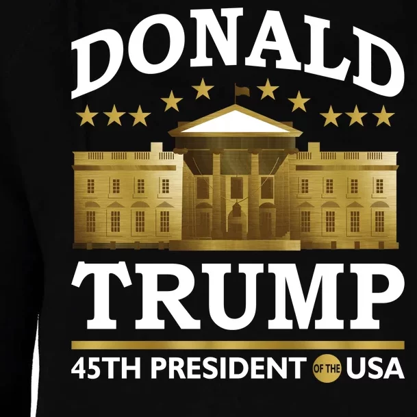 Gold White House Donald Trump 45th President Womens Funnel Neck Pullover Hood