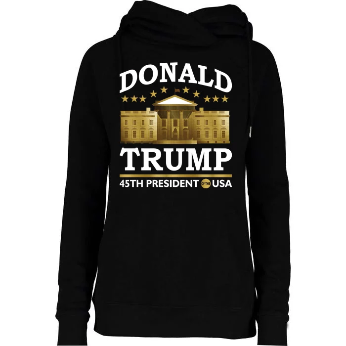 Gold White House Donald Trump 45th President Womens Funnel Neck Pullover Hood