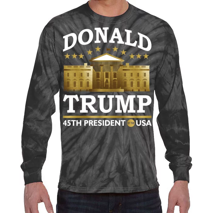 Gold White House Donald Trump 45th President Tie-Dye Long Sleeve Shirt