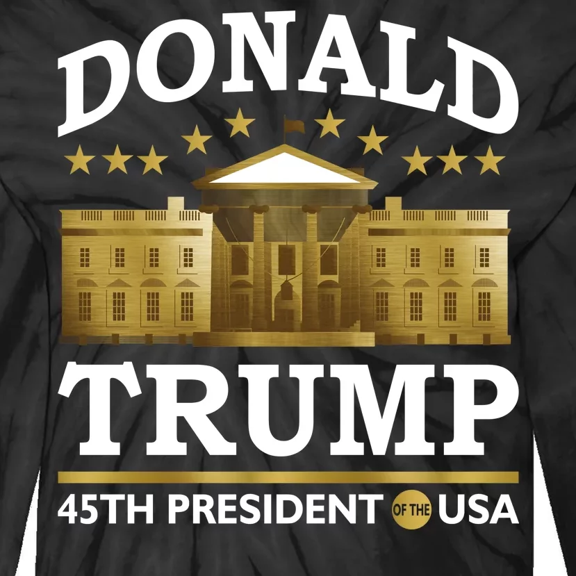 Gold White House Donald Trump 45th President Tie-Dye Long Sleeve Shirt