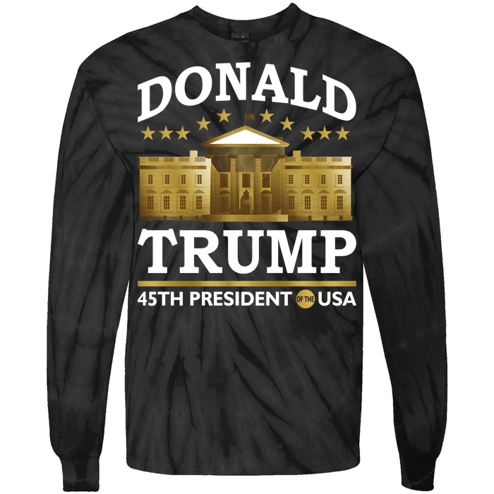 Gold White House Donald Trump 45th President Tie-Dye Long Sleeve Shirt