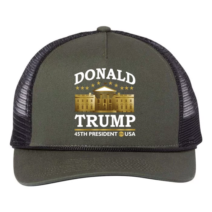 Gold White House Donald Trump 45th President Retro Rope Trucker Hat Cap