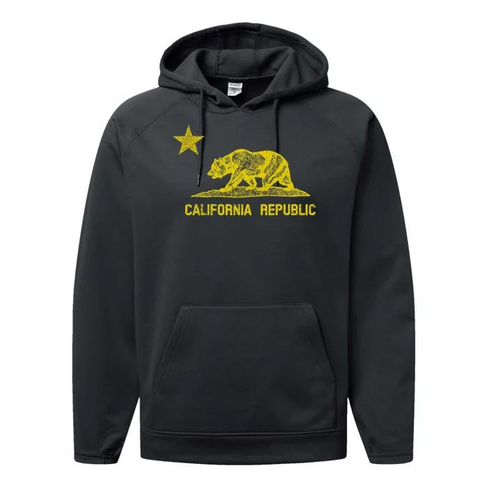 Golden California Republic Bear Flag Performance Fleece Hoodie