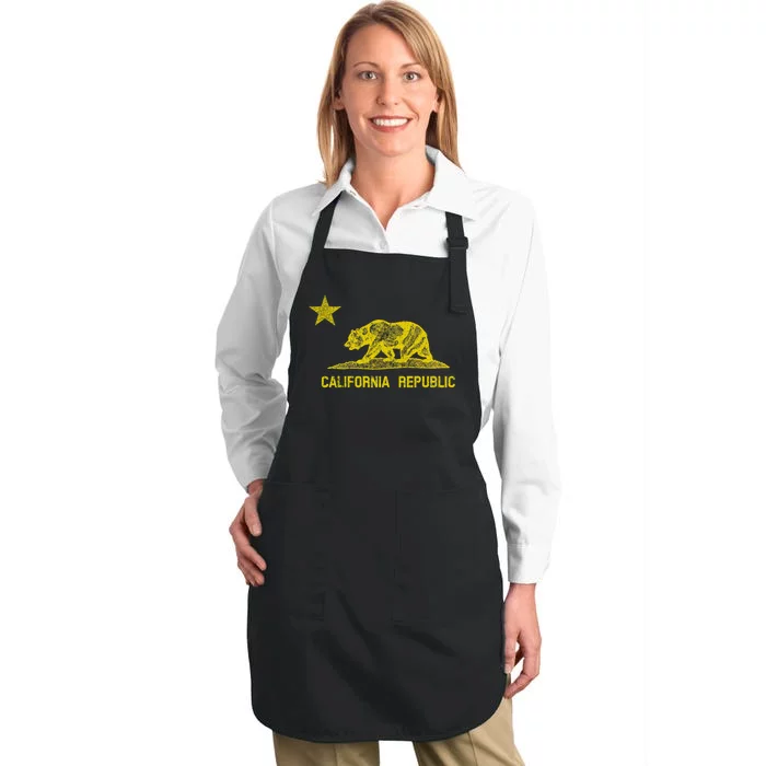 Golden California Republic Bear Flag Full-Length Apron With Pocket