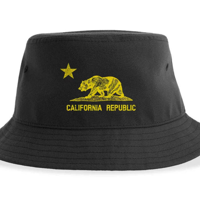 Golden California Republic Bear Flag Sustainable Bucket Hat