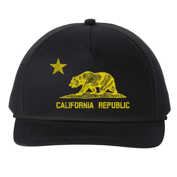 Golden California Republic Bear Flag Snapback Five-Panel Rope Hat