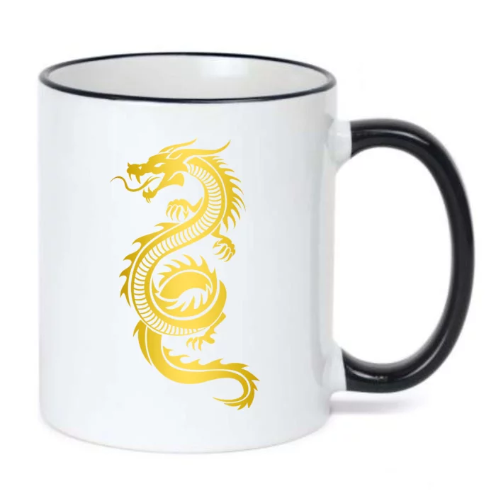 Golden Chinese Dragon Black Color Changing Mug