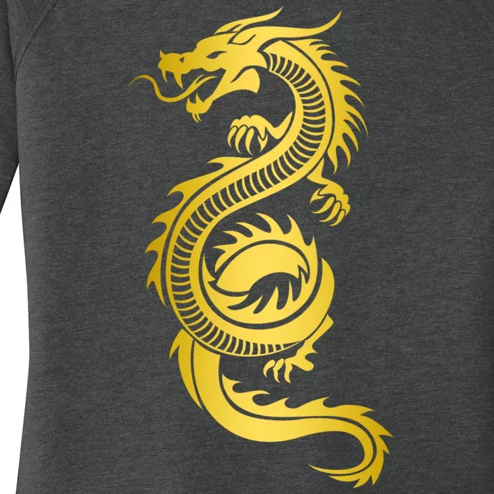 Golden Chinese Dragon Women's Perfect Tri Tunic Long Sleeve Shirt