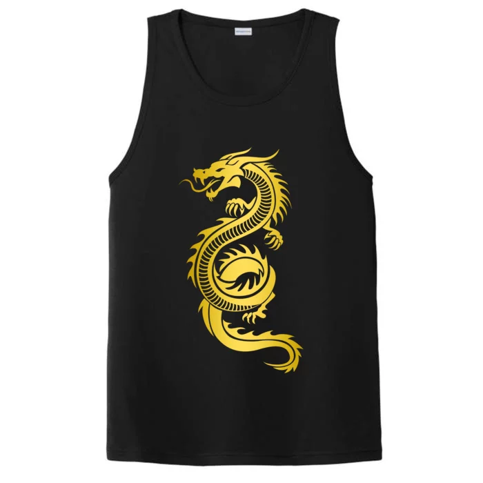 Golden Chinese Dragon Performance Tank