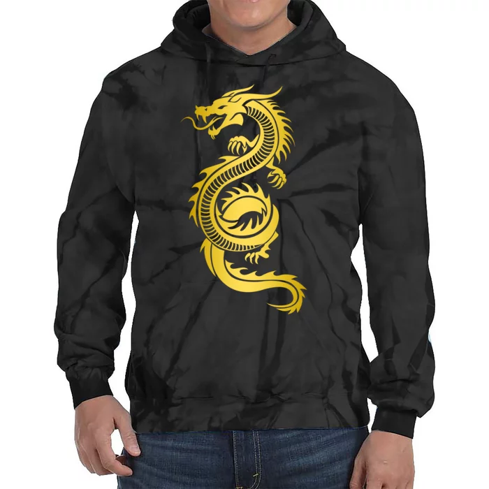 Golden Chinese Dragon Tie Dye Hoodie