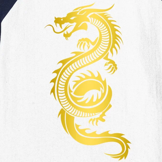 Golden Chinese Dragon Baseball Sleeve Shirt