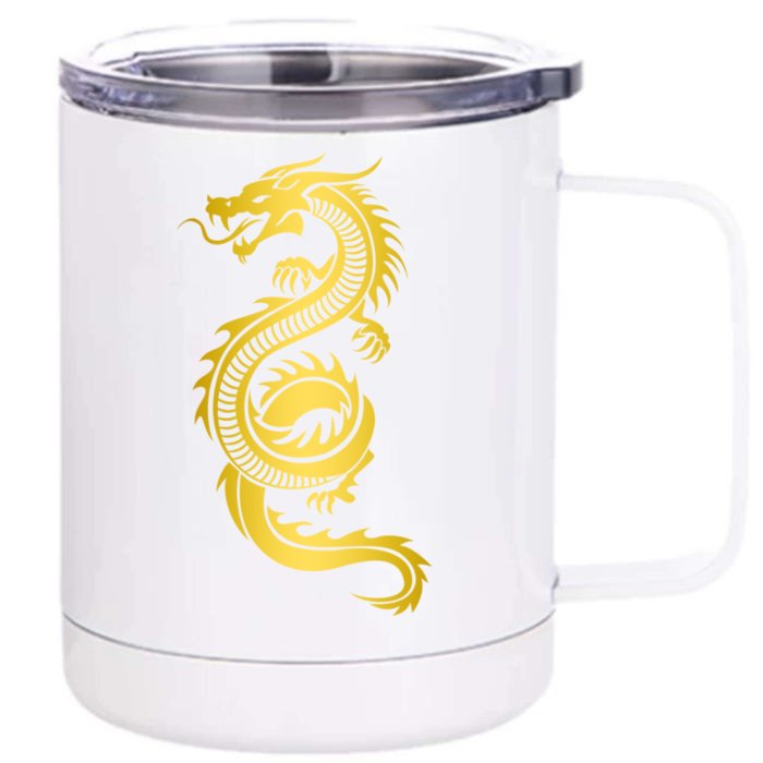 Golden Chinese Dragon Front & Back 12oz Stainless Steel Tumbler Cup