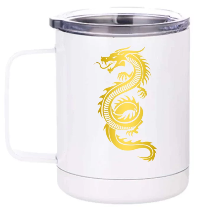 Golden Chinese Dragon Front & Back 12oz Stainless Steel Tumbler Cup