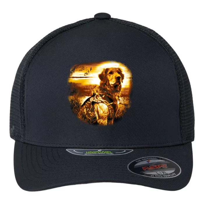 Golden Hunter Retriever Dog Flexfit Unipanel Trucker Cap