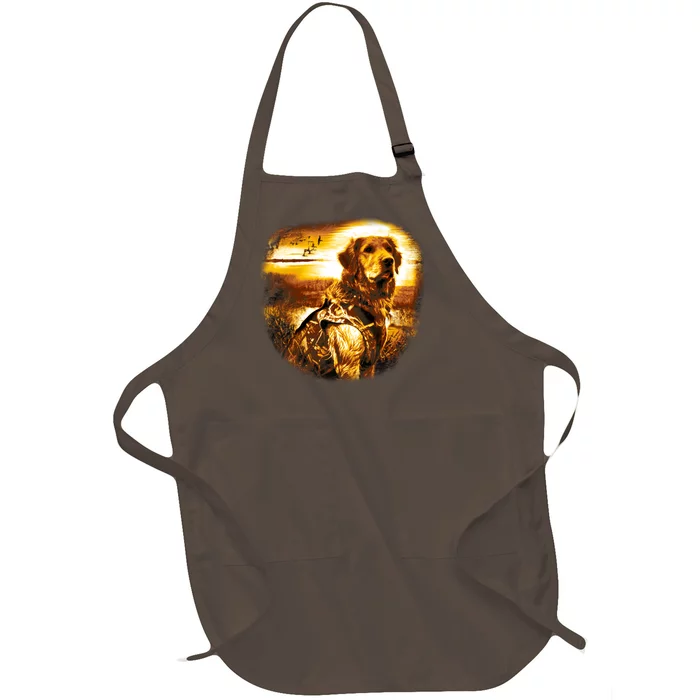 Golden Hunter Retriever Dog Full-Length Apron With Pocket