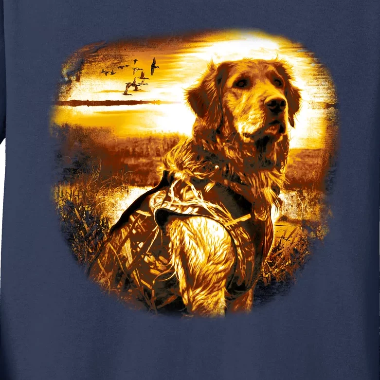 Golden Hunter Retriever Dog Kids Long Sleeve Shirt