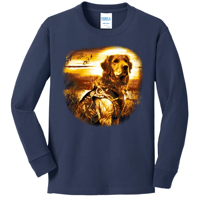 Golden Hunter Retriever Dog Kids Long Sleeve Shirt