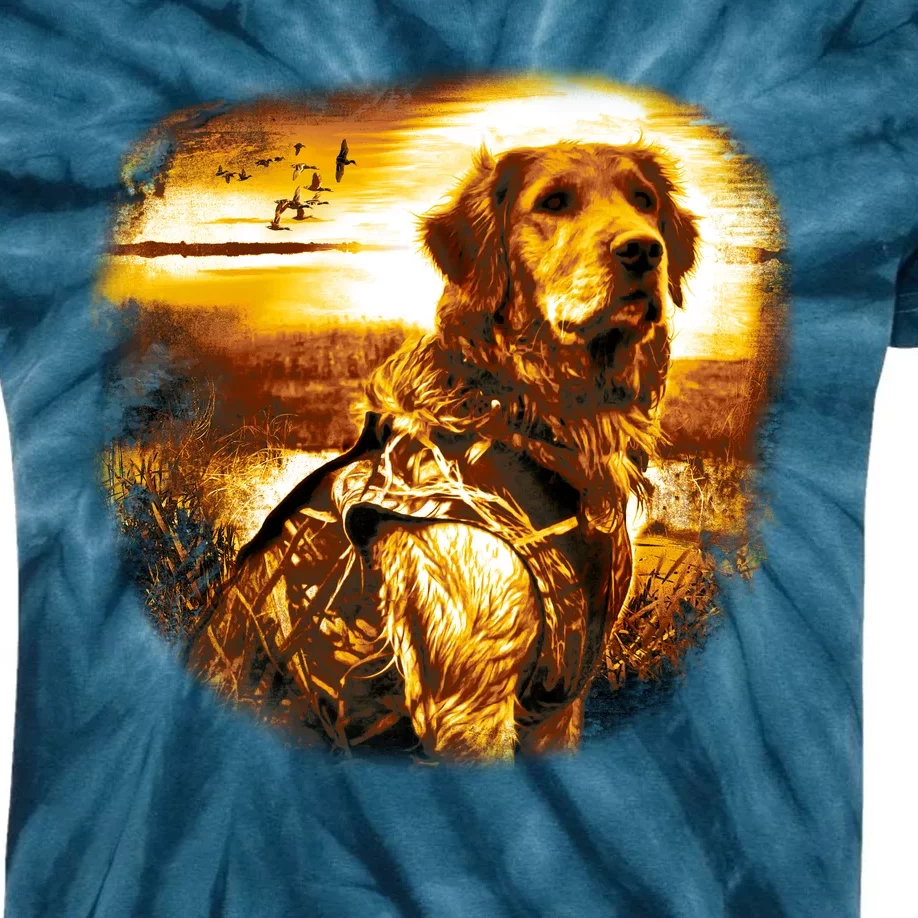 Golden Hunter Retriever Dog Kids Tie-Dye T-Shirt