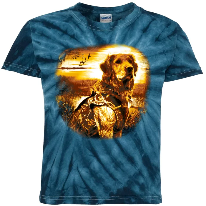 Golden Hunter Retriever Dog Kids Tie-Dye T-Shirt