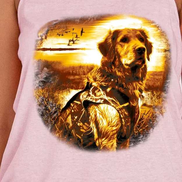 Golden Hunter Retriever Dog Women's Knotted Racerback Tank