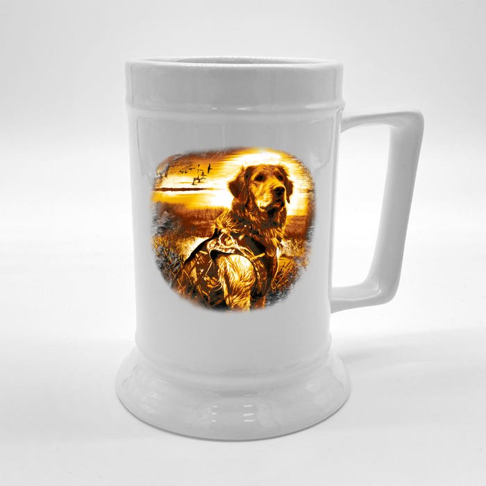 Golden Hunter Retriever Dog Front & Back Beer Stein