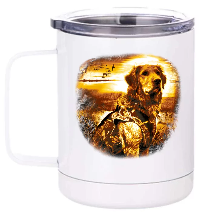 Golden Hunter Retriever Dog Front & Back 12oz Stainless Steel Tumbler Cup